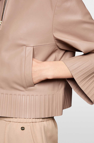 Marc Cain - Rethink Together Lamb Nappa Jacket in Warm Taupe