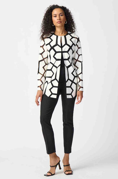 Joseph Ribkoff - Laser-Cut Leatherette On Mesh Jacket in Vanilla