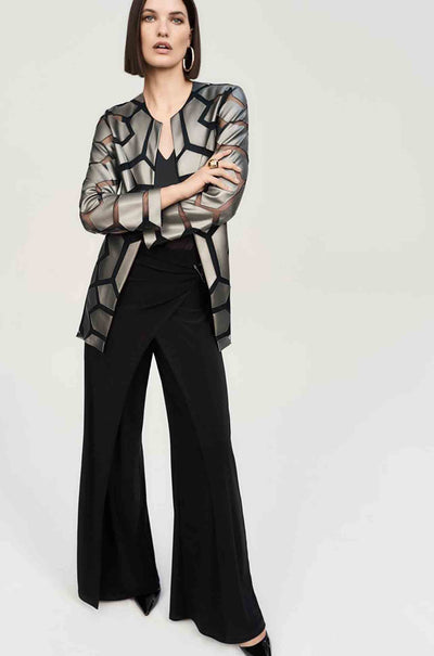 Joseph Ribkoff - Laser-Cut Leatherette on Mesh Jacket in Gunmetal