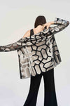 Joseph Ribkoff - Laser-Cut Leatherette on Mesh Jacket in Gunmetal