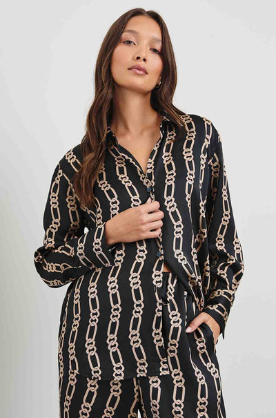 Rails - Ledger Shirt in Black Gold Link