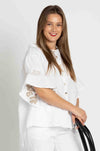 Elisa Cavaletti - Linen Blouse w/ Printed Flounce Sleeve