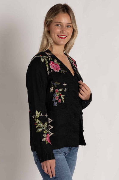 Johnny Was - Linen Workwear Jacket in Catia Print