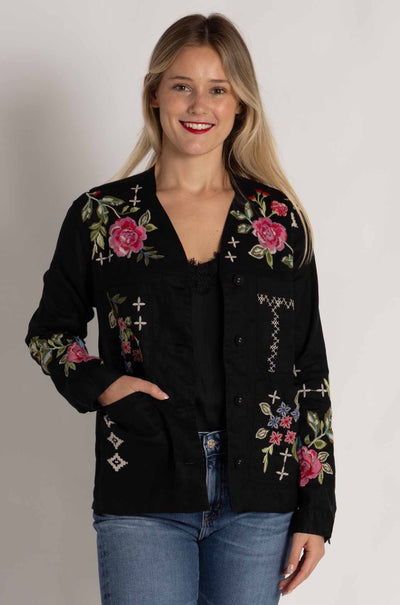 Johnny Was - Linen Workwear Jacket in Catia Print