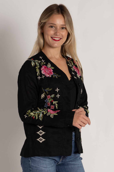 Johnny Was - Linen Workwear Jacket in Catia Print