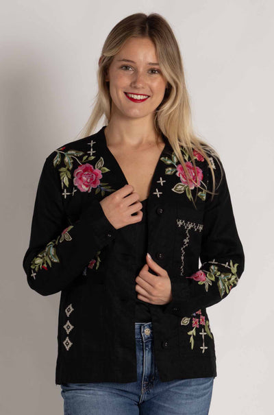 Johnny Was - Linen Workwear Jacket in Catia Print