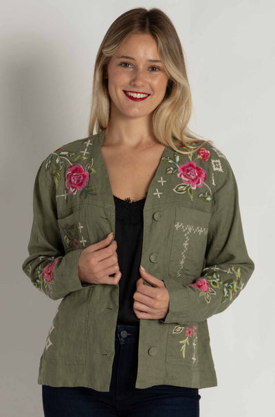 Johnny Was - Linen Workwear Jacket in Catia Print