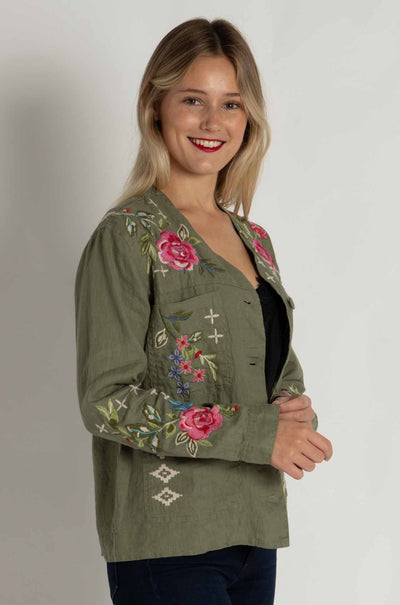 Johnny Was - Linen Workwear Jacket in Catia Print
