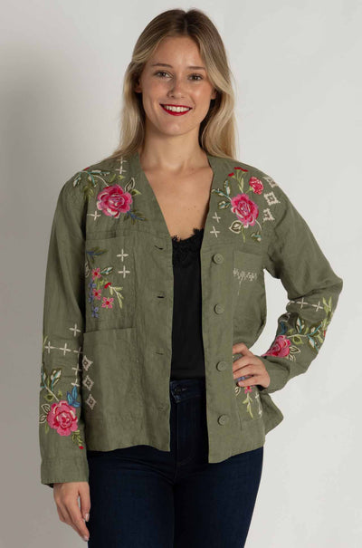 Johnny Was - Linen Workwear Jacket in Catia Print
