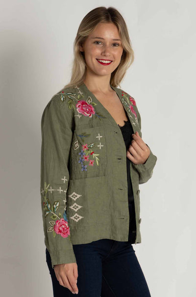Johnny Was - Linen Workwear Jacket in Catia Print