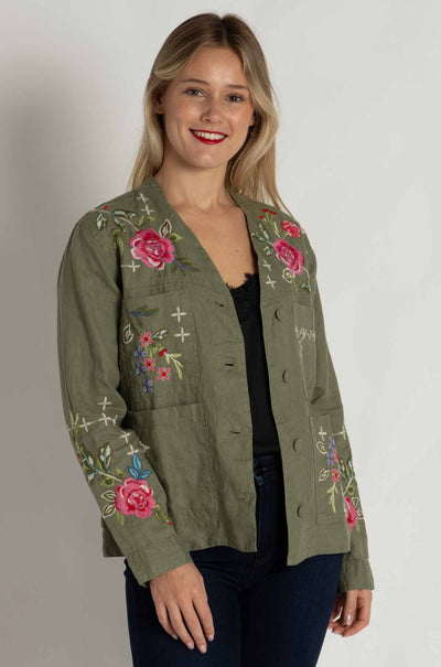 Johnny Was - Linen Workwear Jacket in Catia Print