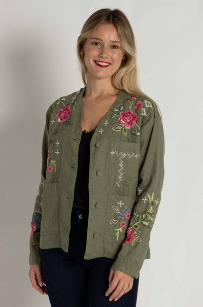 Johnny Was - Linen Workwear Jacket in Catia Print