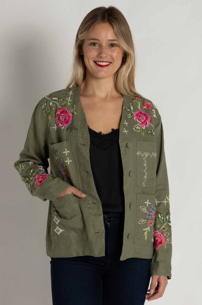 Johnny Was - Linen Workwear Jacket in Catia Print