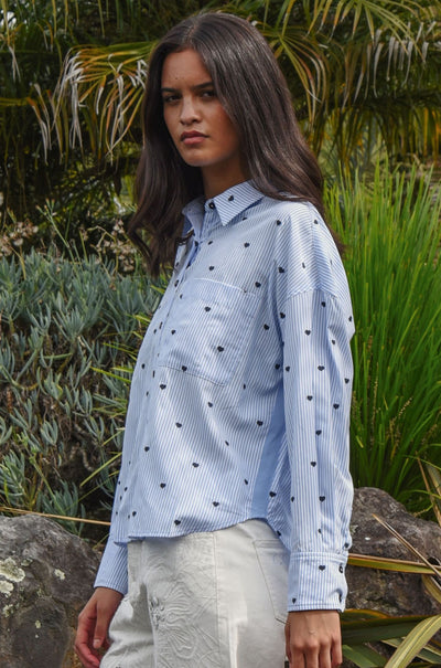 Coop - Love On The Line Heart Line Shirt in Blue