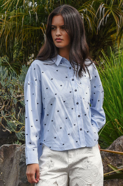 Coop - Love On The Line Heart Line Shirt in Blue