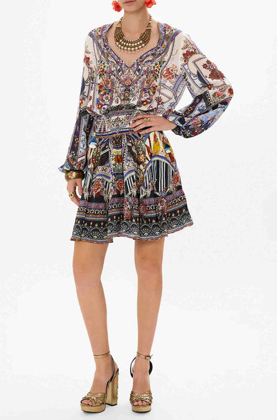 Camilla - My Folk Art Heart Shirred Relaxed Short Dress