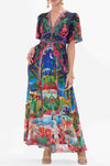 Camilla - Midnight Muses Shaped Waistband Dress with Flutter Sleeves