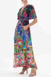 Camilla - Midnight Muses Shaped Waistband Dress with Flutter Sleeves