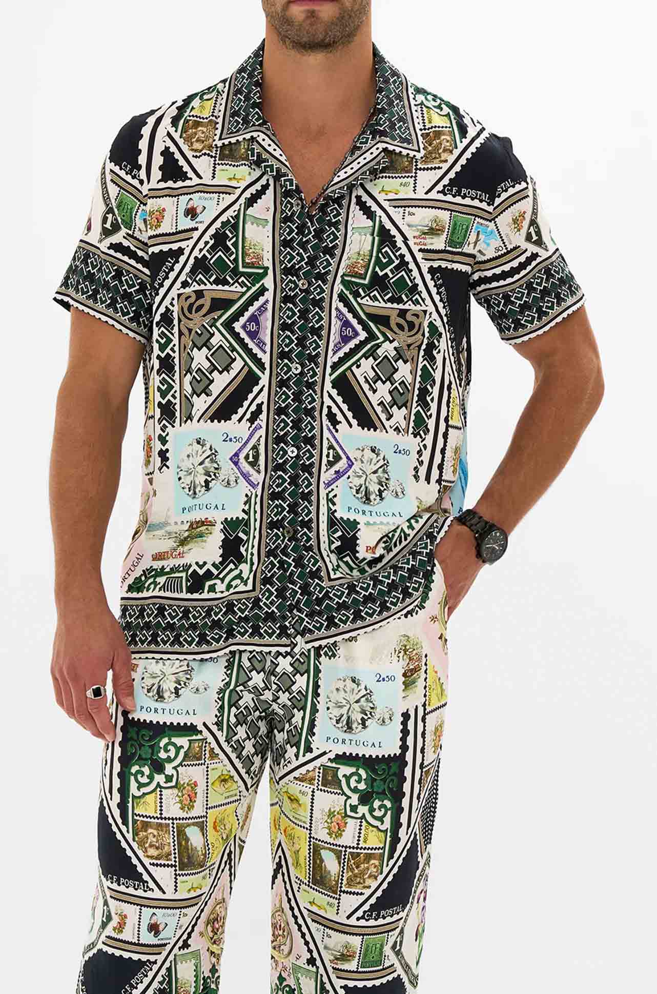 Camilla - My Porto Pen Pal Short Sleeve Camp Collared Shirt