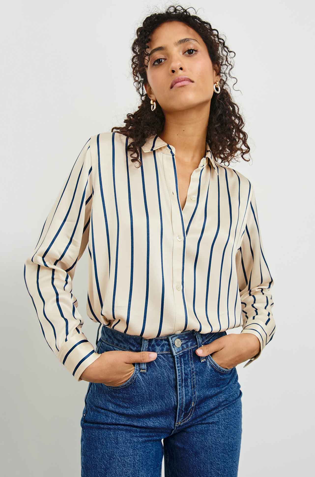 Rails - Maria Shirt in Ceramic Navy Stripe