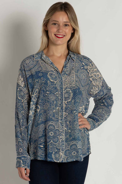 Johnny Was - Martijn Shirt in Denim Embroidery