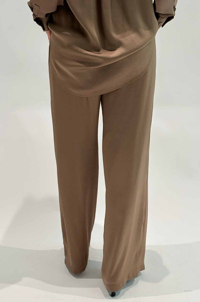 Mela Purdie - Maxi Pace Pant in Mirror Satin in Sepia