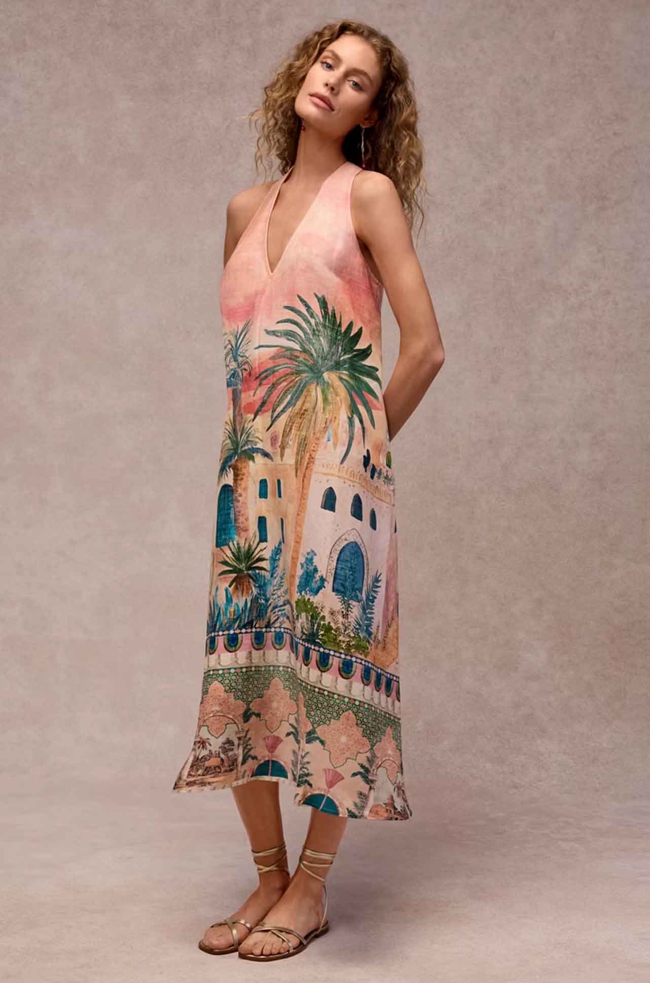 Johnny Was - Mayci Halter Midi Dress in Sirena