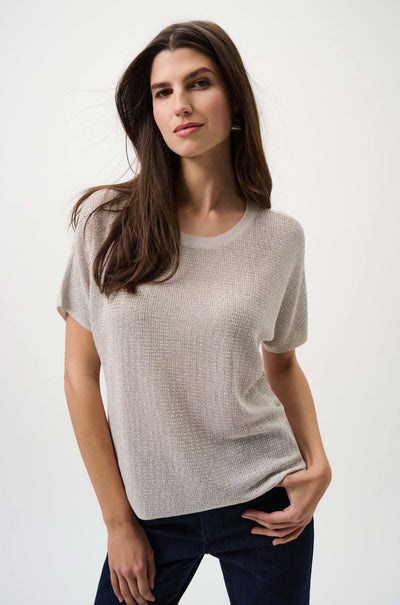 Joseph Ribkoff - Metallic Knitted Tshirt with Rhinestones