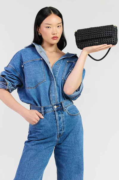 Saben - Milla Shoulder Bag in Black Fine Braid