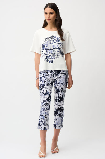 Joseph Ribkoff - Millennium Conversational Print Crop Pull On Pants