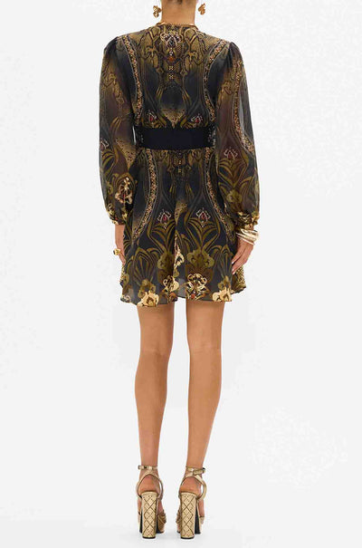 Camilla - Nouveau Noir Curved Waistband Short Dress