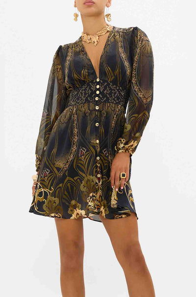 Camilla - Nouveau Noir Curved Waistband Short Dress