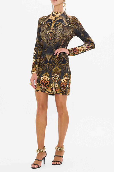 Camilla - Nouveau Noir Short Cut Out Shoulder Jersey Dress