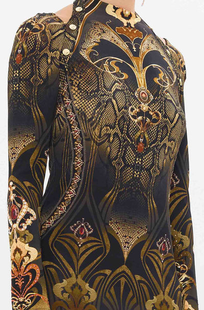 Camilla - Nouveau Noir Short Cut Out Shoulder Jersey Dress