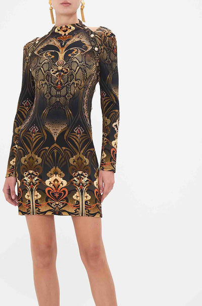 Camilla - Nouveau Noir Short Cut Out Shoulder Jersey Dress