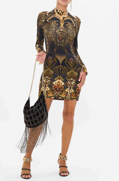 Camilla - Nouveau Noir Short Cut Out Shoulder Jersey Dress