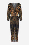 Camilla - Nouveau Noir Long Split Front Twist Dress