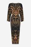 Camilla - Nouveau Noir Long Split Front Twist Dress