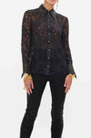 Camilla - Nouveau Noir Stretch Lace Fitted Shirt