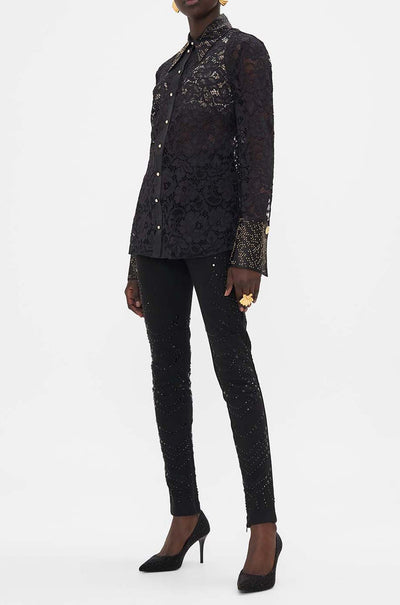Camilla - Nouveau Noir Stretch Lace Fitted Shirt
