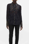 Camilla - Nouveau Noir Stretch Lace Fitted Shirt