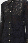 Camilla - Nouveau Noir Stretch Lace Fitted Shirt