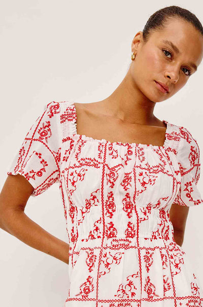Rails - Nanette Midi Dress in Ivory Red Handkerchief