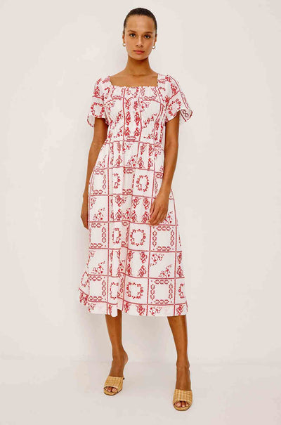 Rails - Nanette Midi Dress in Ivory Red Handkerchief