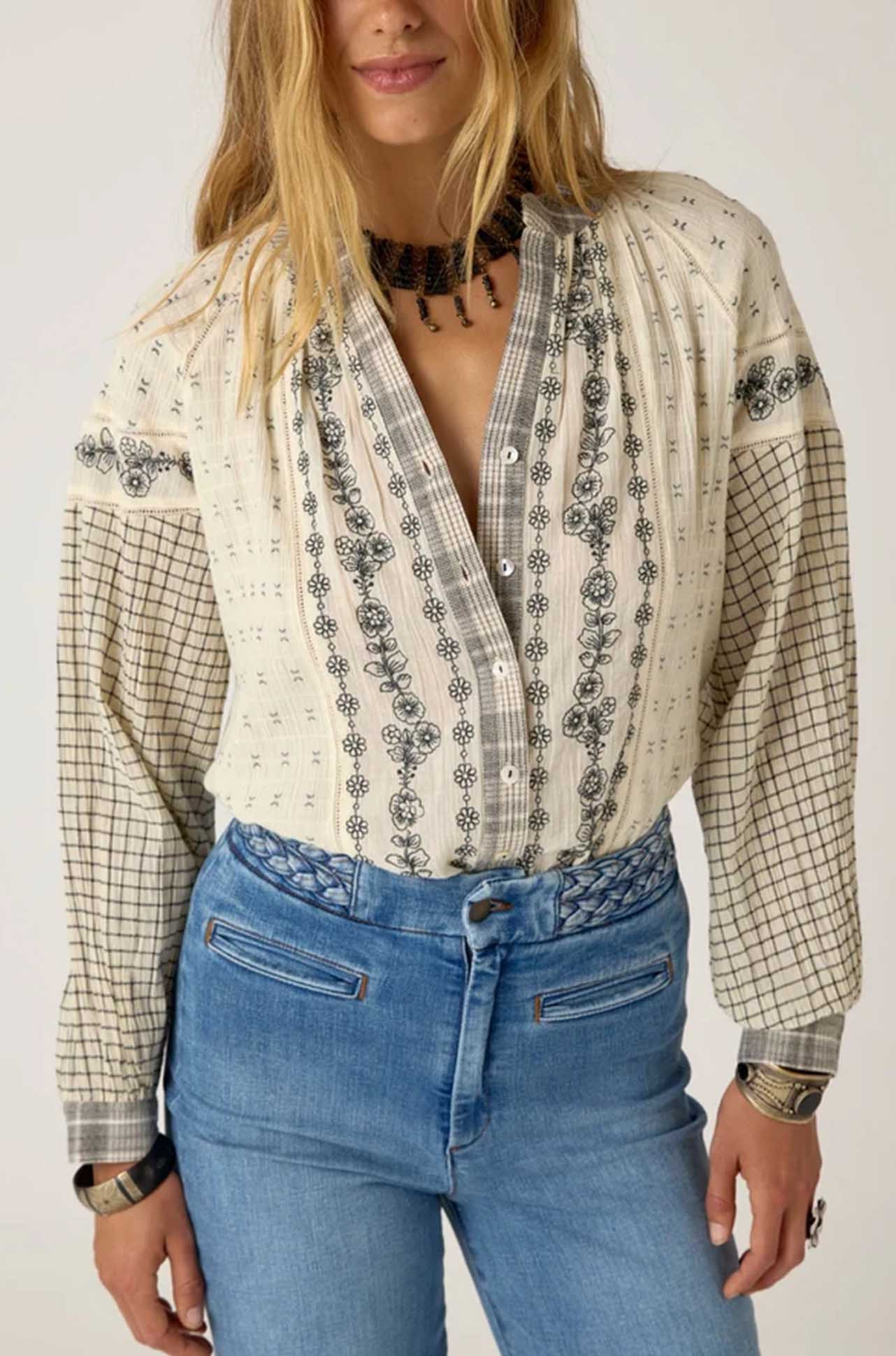 Maison Hotel - Noemi Patchwork Notes Blouse
