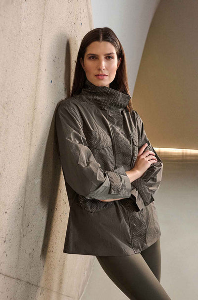 Joseph Ribkoff - Nylon Mock-Neck Embellished Jacket
