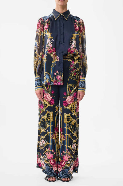 Camilla - Ornate On A Plate Button Through Blouson Sleeve Blouse