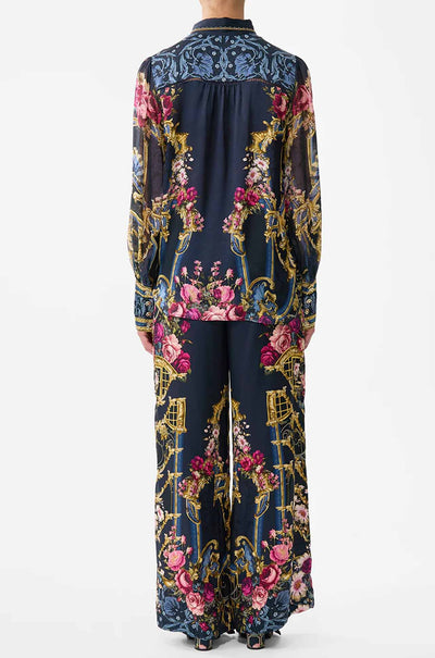 Camilla - Ornate On A Plate Button Through Blouson Sleeve Blouse