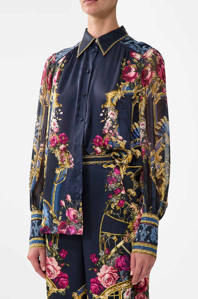 Camilla - Ornate On A Plate Button Through Blouson Sleeve Blouse