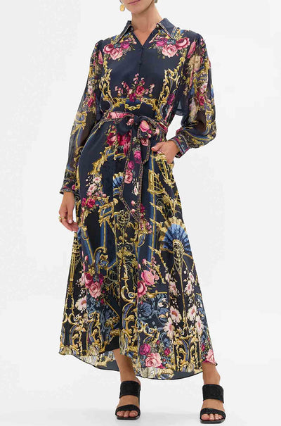 Camilla - Ornate On A Plate Curved Collar Shirt Dress